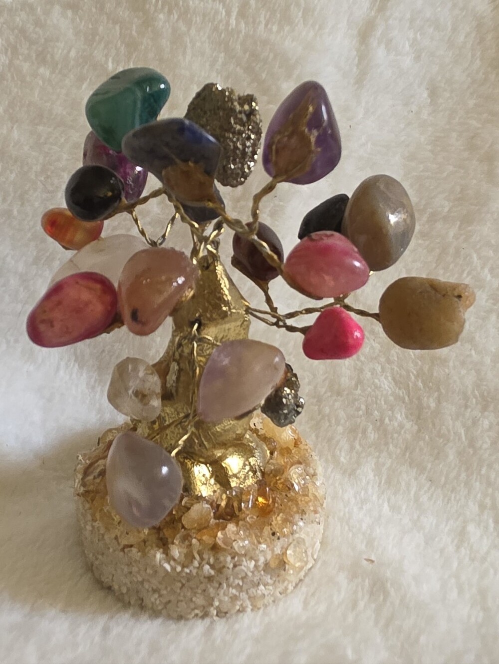 Mixed Gemstone Crystal Tree - Hand-Twisted Wire Bonsai Tree of Life - Mini Feng